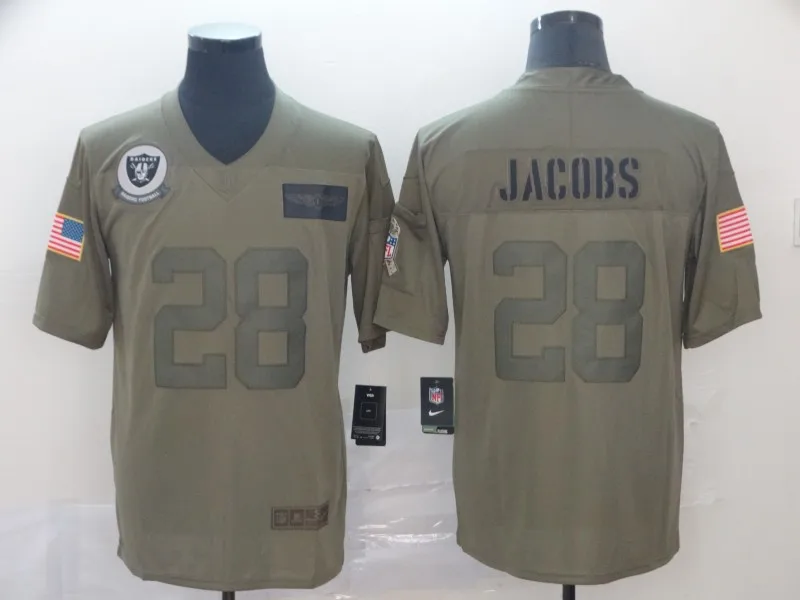 4 Стилизованный, мужской Josh Jacobs Окленд 1 Raiders Джерси оливковый/золотой - Цвет: 4