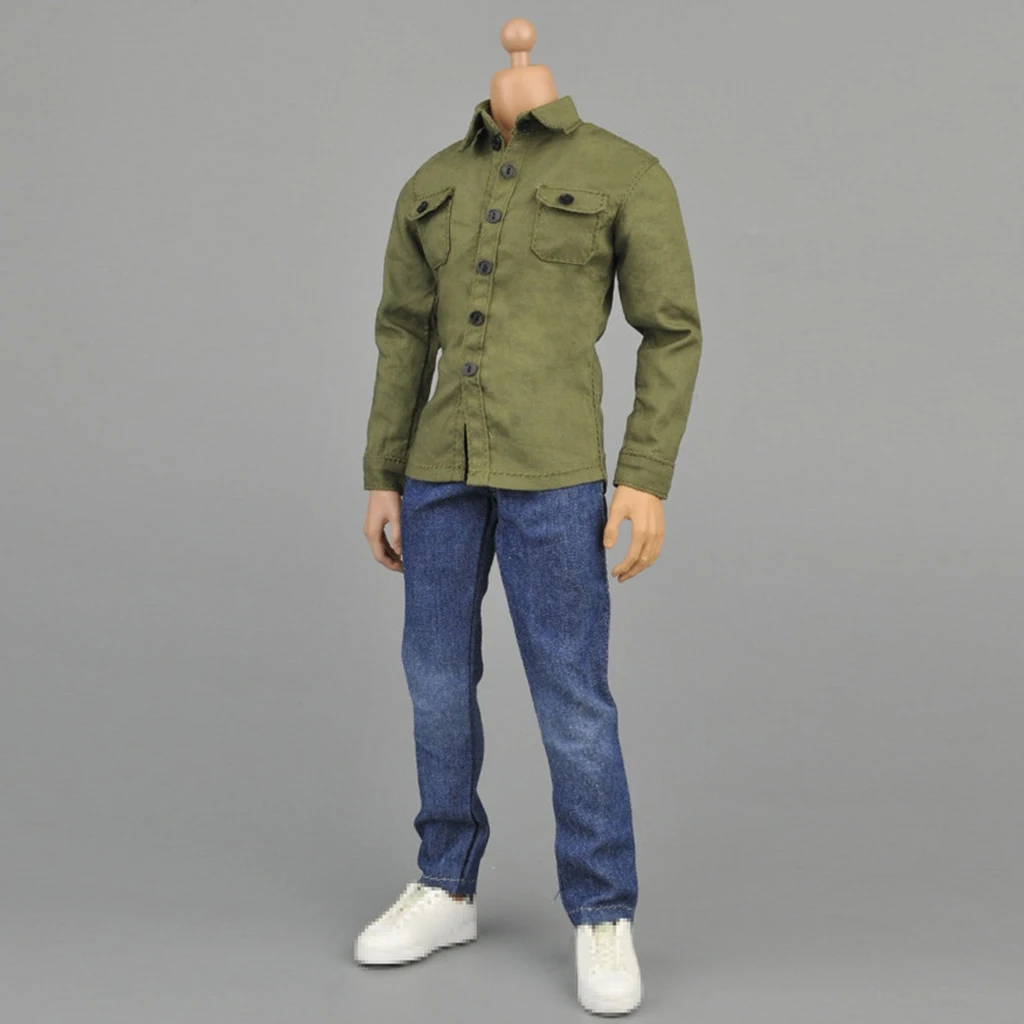 1/6 Scale Army Green Shirt + Jeans 