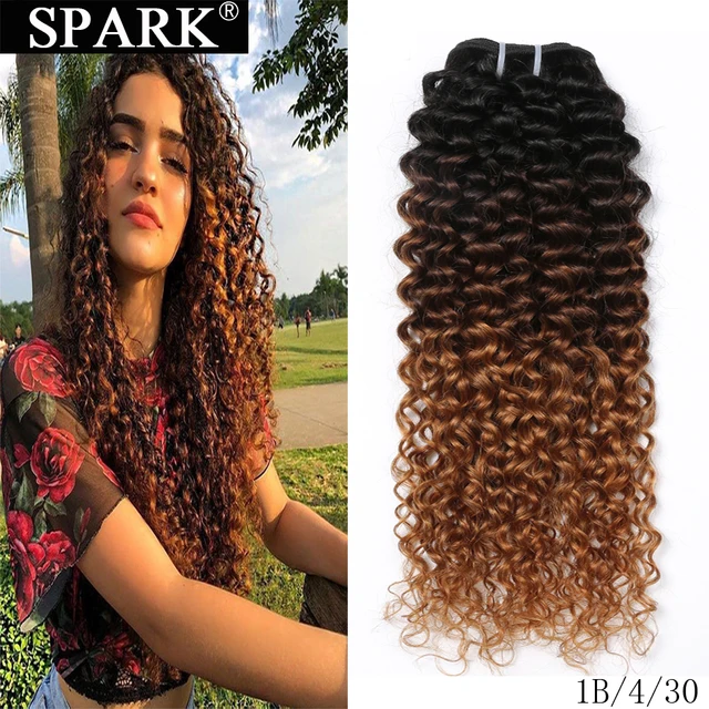 $US $50.40  Spark Ombre Human Hair Afro Kinky Curly Brazilian Hair Weave Bundles 3 or 4 Bundles Deals Medium Ra