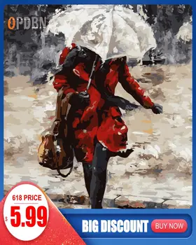 

OPDBN Wall Art Canvas Painting by Number Posters Handpainted Oil Painting Picture for Living Room Home Decor No Frame