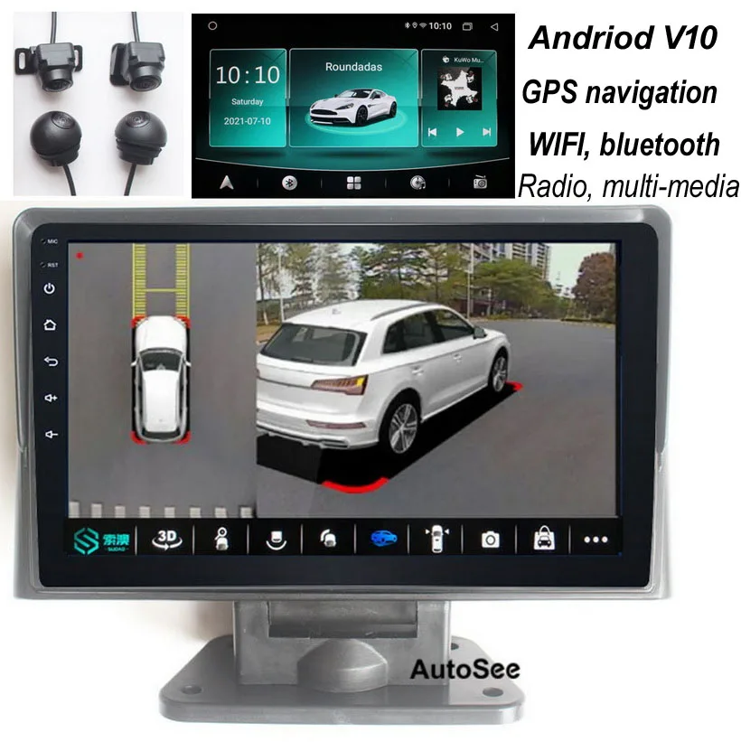 Universal stander Auto 360 grad kamera AVM around view monitor vögel auge  Android version 10.1 radio Gps NAVIGATION touchscreen - AliExpress