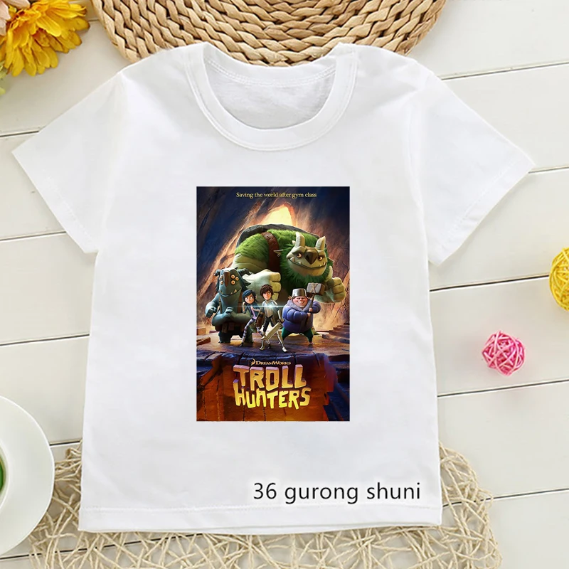 

2021 New Trollhunters Tales Of Arcadia T Shrit Kawaii Jim Lake Jl Boys T-Shirt Manga Cartoon Print Funny Kids Clothes Summer Top