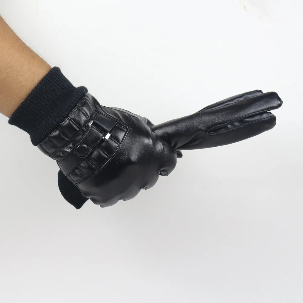 Модные зимние перчатки противоскользящие Мужская, теплая зимняя спортивная мужская зимняя теплая кожа для вождения Мягкие льняные перчатки варежки