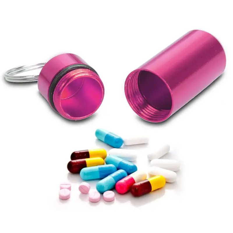 Водонепроницаемый герметичный алюминиевый сплав Pill Box держатель для лекарств брелок контейнер