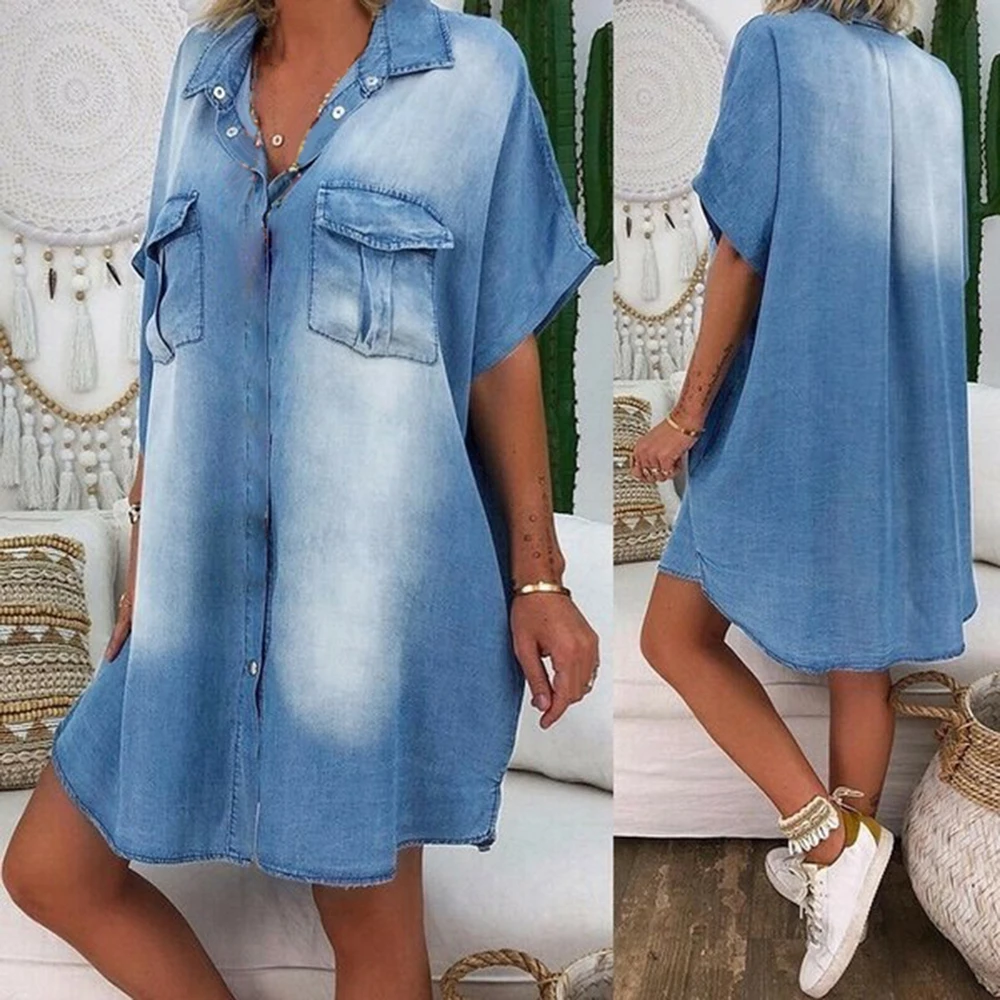 ladies short sleeve denim dress