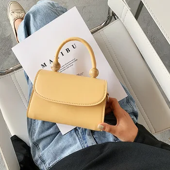

New Small Flap Crossbody Bags For Women Hangbag Wooden Bead Design Solid Color Handbags Lady Shoulder Messenger Bag Travel Totes
