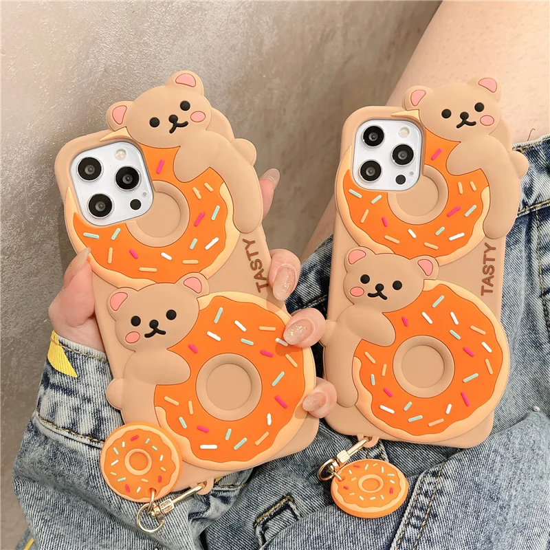 Чехол с мультяшным милым маленьким медведем для Apple IPhone 11 12 Pro Max Mini X XS XR 6 6s 7 8 Plus SE