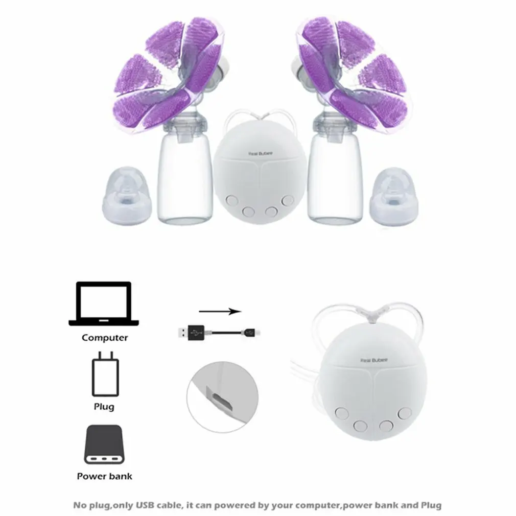 Двойной Электрический молокоотсос с молочной бутылочкой для младенцев, USB, без бисфенола, для грудного вскармливания, автоматический массаж, послеродовой молокоотсос