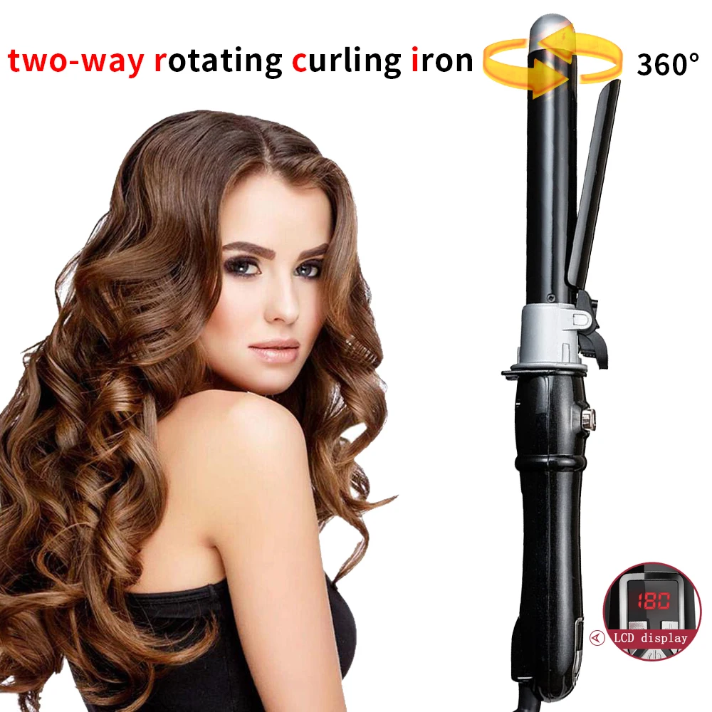 

CHJ Professional automatic hair Curling Wand Iron curler Rotating Titanium rollers 25mm Wave fast styling tools LCD PTC curly