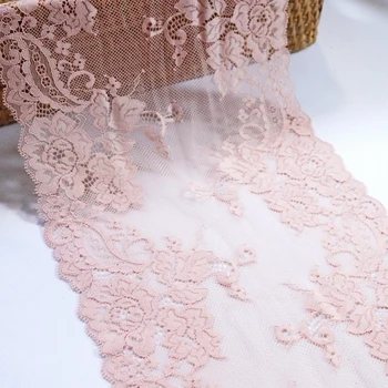 

2 Yards 21 cm Wide Elastic Stretch Lace Trim orange pink For Bra Clothes Accessories Dress Sewing Applique Lingerie Lace Fabrics