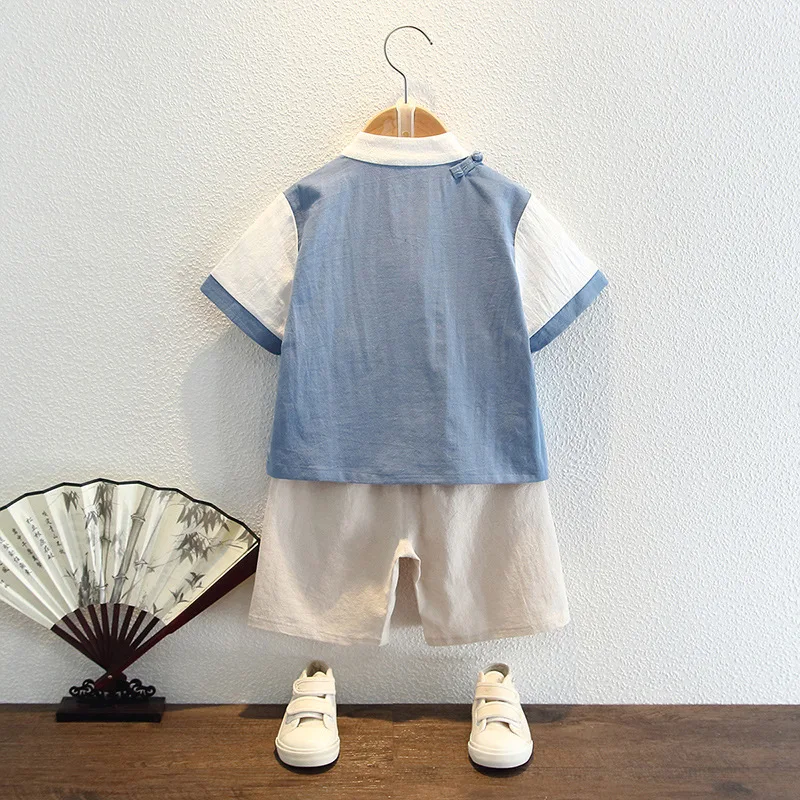 Hanfu boys' summer short sleeve Chinese style retro suit boys' Antique summer costume two-piece children's Tang suit