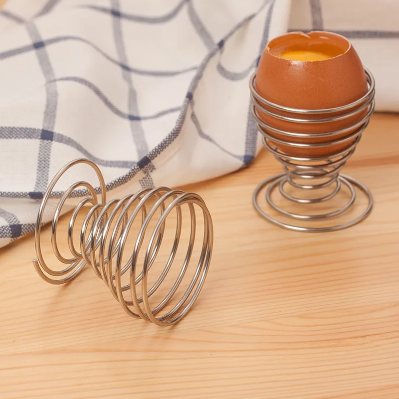 Кухонные аксессуары металлическая подставка для яйца из нержавеющей стали спиральный пружинный держатель инструменты для яиц Кухонный для завтрака гаджеты инструмент для приготовления пищи прочный