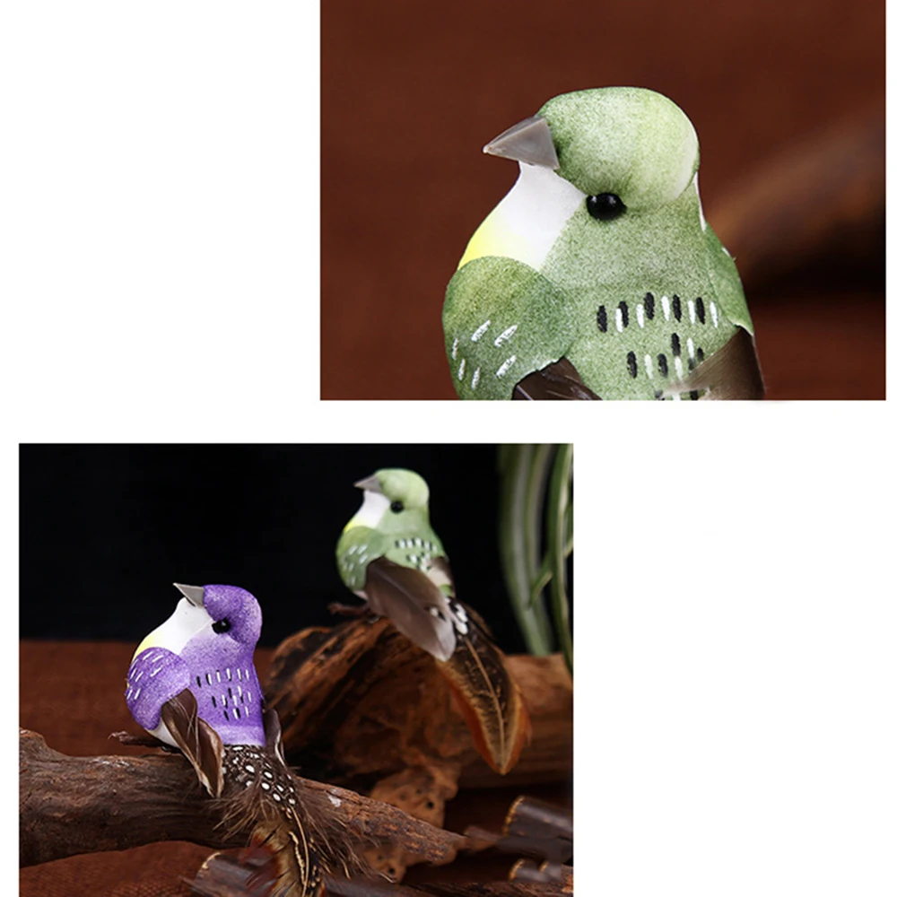 6Pcs Artificial Birds Animal Simulation Fake Feather Birds Models Garden Decoration Ornament Xmas Tree Decor