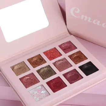 

12 Color Eyeshadow Pallete Colorful Pigment Waterproof Glitter Eyeshadow Easy To Color Women Beauty Eye Makeup