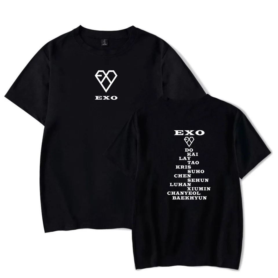Футболка EXO Kpop Женская/мужская с коротким рукавом милый Свободный Топ в стиле