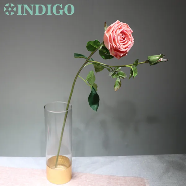 

INDIGO-5 pcs Pink Rose With Bud High Quality Real Touch Rose Decorative Artificial Wedding Flower Party Event Free Shipping