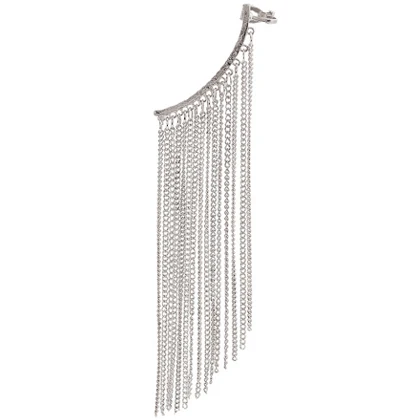Silver E0140G SHEEGIOR, бохо, длинные серьги-манжеты с кисточками, Bijoux Femme, золотые цепочки, стразы, большие клипсы, серьги для женщин, модное ювелирное изделие, подарок - Окраска металла: Silver E0140G