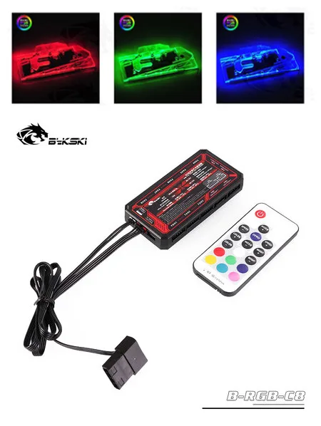 Bykski полный охват RGB/A-RGB GPU Блок Водяного Охлаждения для VGA Inno3D RTX2080, RTX2070 видеокарты N-ICH2080-X - Цвет лезвия: Controller(12V AURA)