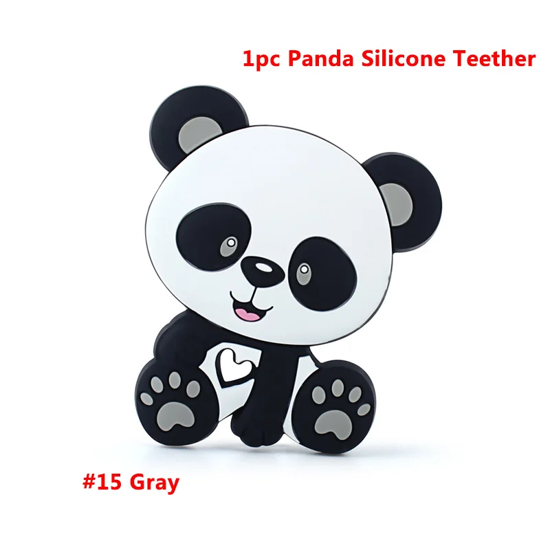 Keep&Grow Silicone Beads Candy Cat Baby Teether Cartoon Food Grade Safe Toys Tiny Rod For DIY Necklace Accessories BPA Free - Цвет: 15 Panda teether-1pc