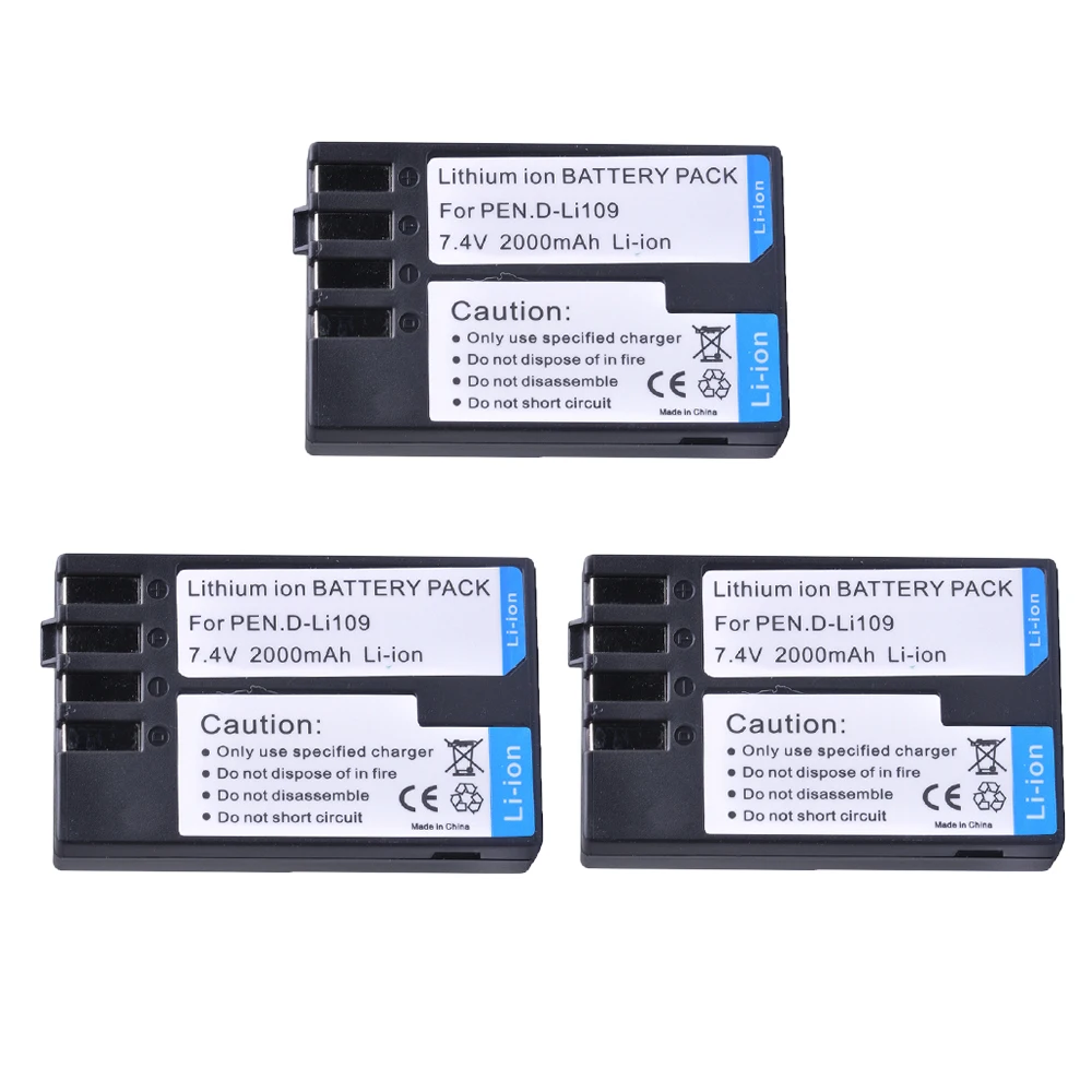 Batteria Litio D-Li109 Per Fotocamere Pentax - 7,4V 1000mAh - Compatibile Con K-S2, K-50, K-30 E Altri - Foto 2