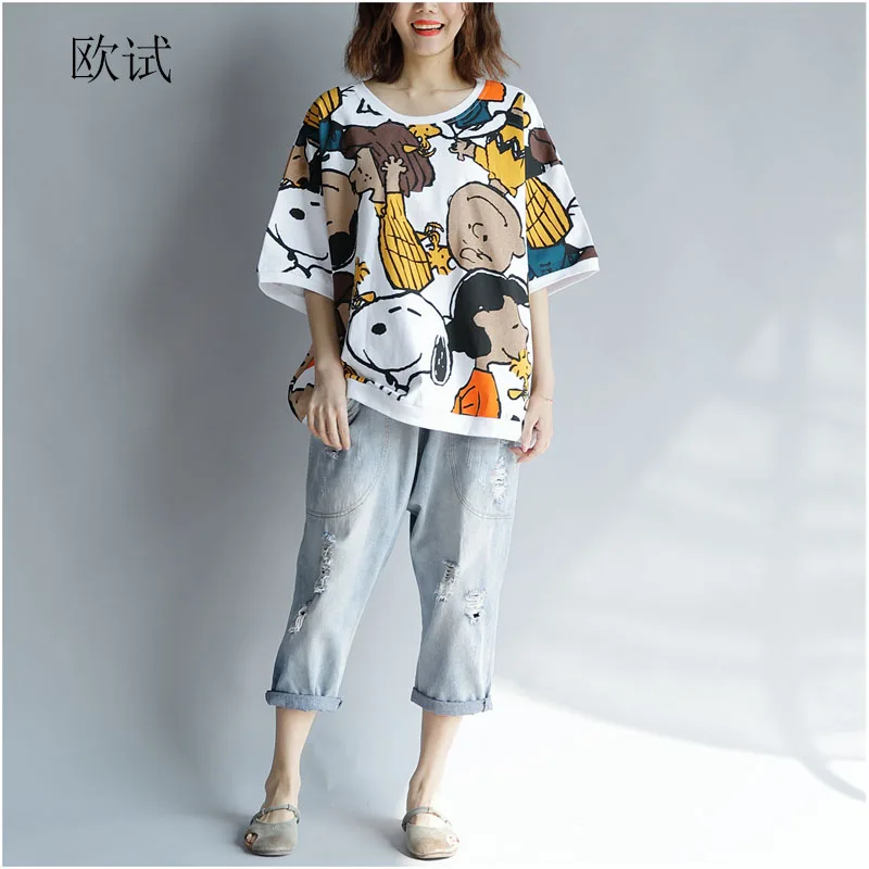 Kawaii t-shirt Cotton Women Tshirt 2019 Summer Vogue Print Tee Plus Size Cartoon T Shirt Korean TShirts Tops Femme Dog Clothes