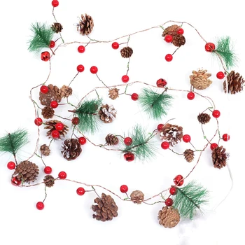 

Christmas Decor with Pine Cones Red Berries Bristle Pine Garland Xmas Decoration Indoor Outdoor Home Holiday Decor