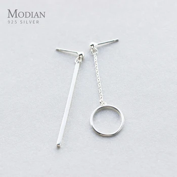 

Modian Summer Collection 100% 925 Sterling Silver Round Asymmetry Drop Earrings for Women Fine Silver Fashion Jewelry Joaillerie