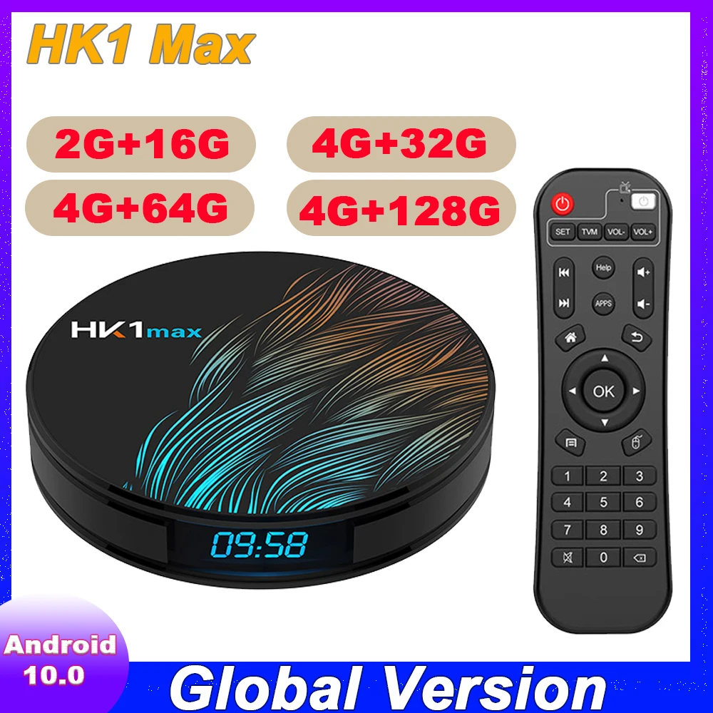 Умная ТВ приставка HK1MAX Android 10 четырехъядерный процессор 2 4G/5G Wi Fi 4 Гб 128 ГБ Rockchip DDR3 4K HDR медиаплеер VS X96