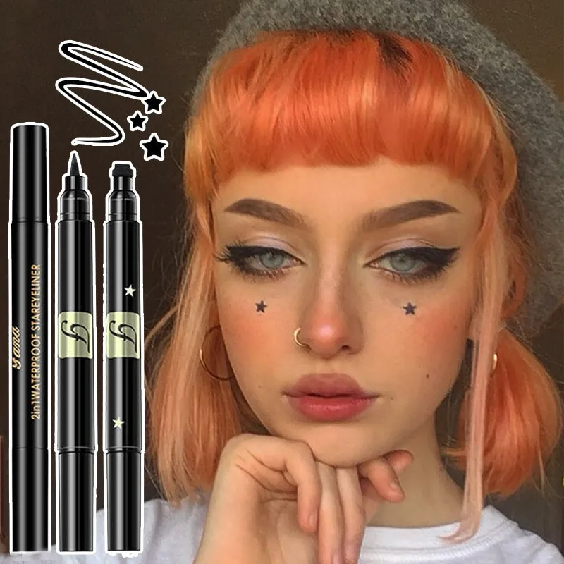 1PC Waterproof Double Head Waterproof Liquid Stamp Eyeliner Pen Tattoo Stamping Eye Liner Pencil Makeup Tools Heart/Star/Moon 1PC Waterproof Double Head Waterproof Liquid Stamp Eyeliner Pen Tattoo Stamping Eye Liner Pencil Makeup Tools Heart/Star/Moon