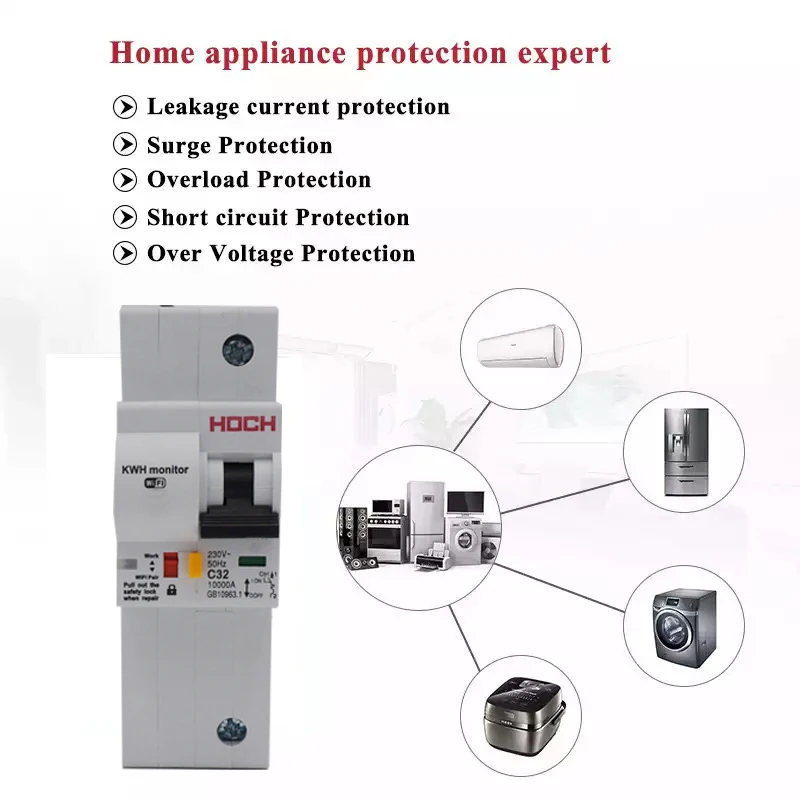 HOCH ZJSB9-80Z WIFI Circuit Breaker Energy Monitoring timer Remote Control 2P Ewelink smart home Switch FACTORY free shipping