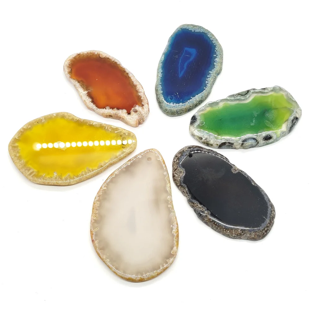 

Agate Pendant Natural Stone Colorful Necklace Pendant Handmade Jewelry Accessories DIY Charm Necklace Earrings Jewelry Making