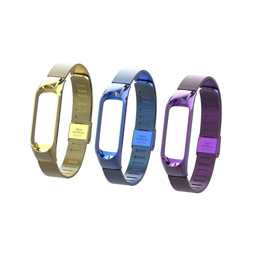 LinXiang цветной металлический браслет из нержавеющей стали для Xiaomi Mi Band 4 3 универсальные аксессуары для смарт-браслета