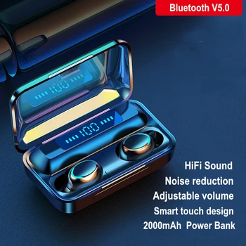 

Bletooth 5.0 Earphone 9D HiFi Stereo Wireless Headphones Sport Waterproof Headsets Earbuds 1200mAh Charging box With Microphone