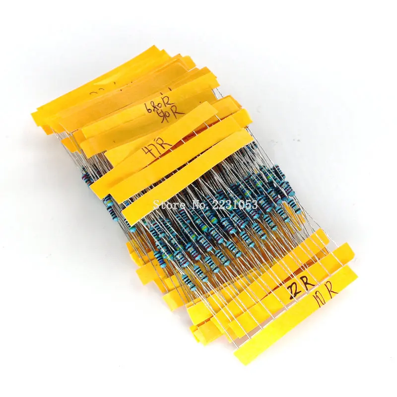 Carbon Film Resistor Kit 1 Pack 300Pcs 10-1M Ohm 1/4w Resistance 1% Metal Film Resistor Resistance Assortment Kit Set 30 Kinds Each 10PCS