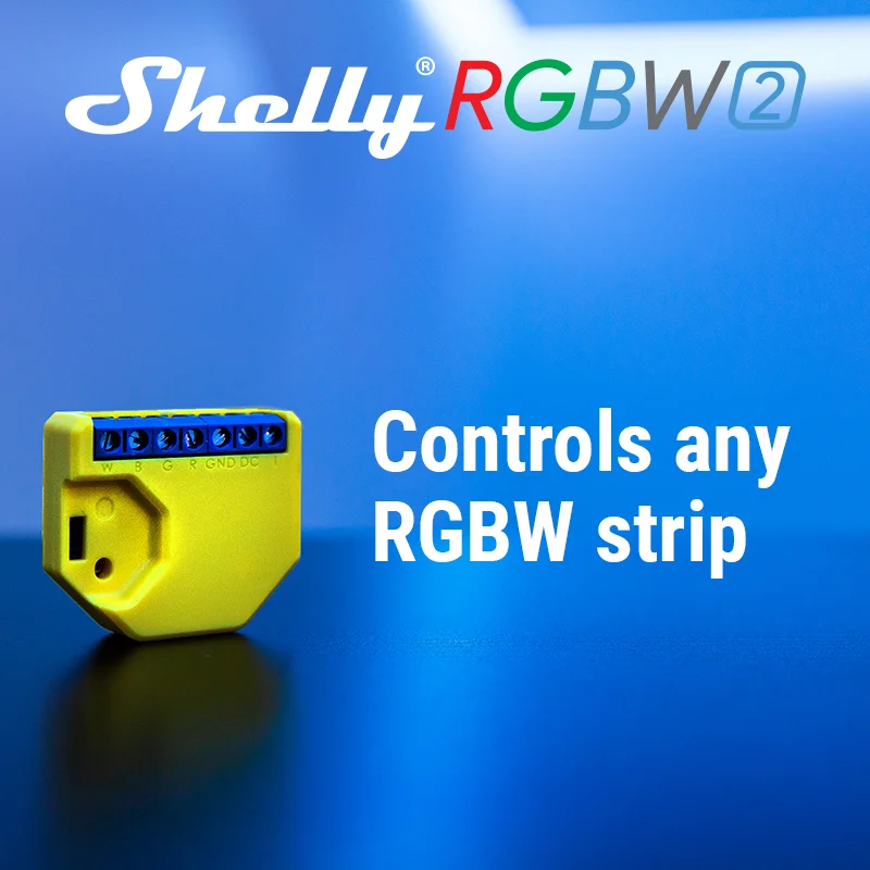 Shelly RGBW2 스마트 WiFi 작동 RGBW 컨트롤러는 최대 288W 결합 전력으로 모든 12v 24v 흰색 RGB RGBW Led 스트립을 지원합니다.