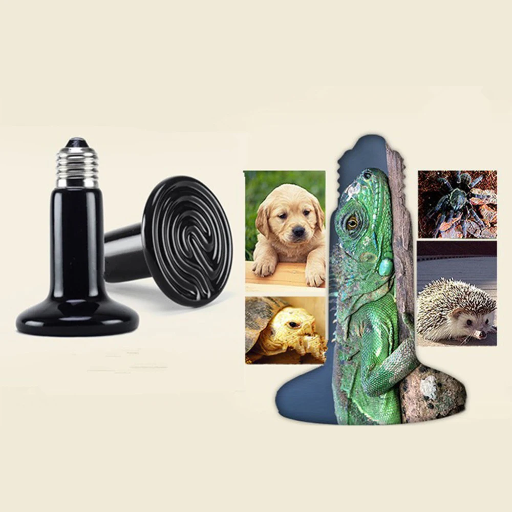 Мини-тепловая лампа для домашних животных, Черный Инфракрасный Керамический Излучатель, тепловая лампочка для домашних питомцев, куры, лампа для рептилий, 25 Вт, 50 Вт, 75 Вт, 100 Вт, 1 шт