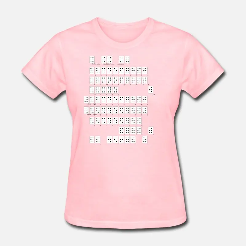 Women-Pink Индивидуальная Мужская футболка с алфавитом Брайля, футболка с круглым вырезом, футболка из натуральной ткани размера плюс S-5xl, женская футболка высокого качества - Цвет: Women-Pink
