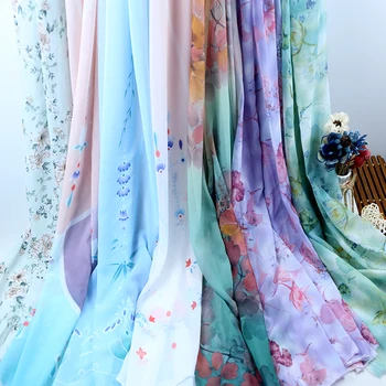 

1 meter 50D Printed Chiffon Cloth Antique Style Chinese-style Cloth Ancient Costume Cloth Dress Stage Clothing sewing fabric