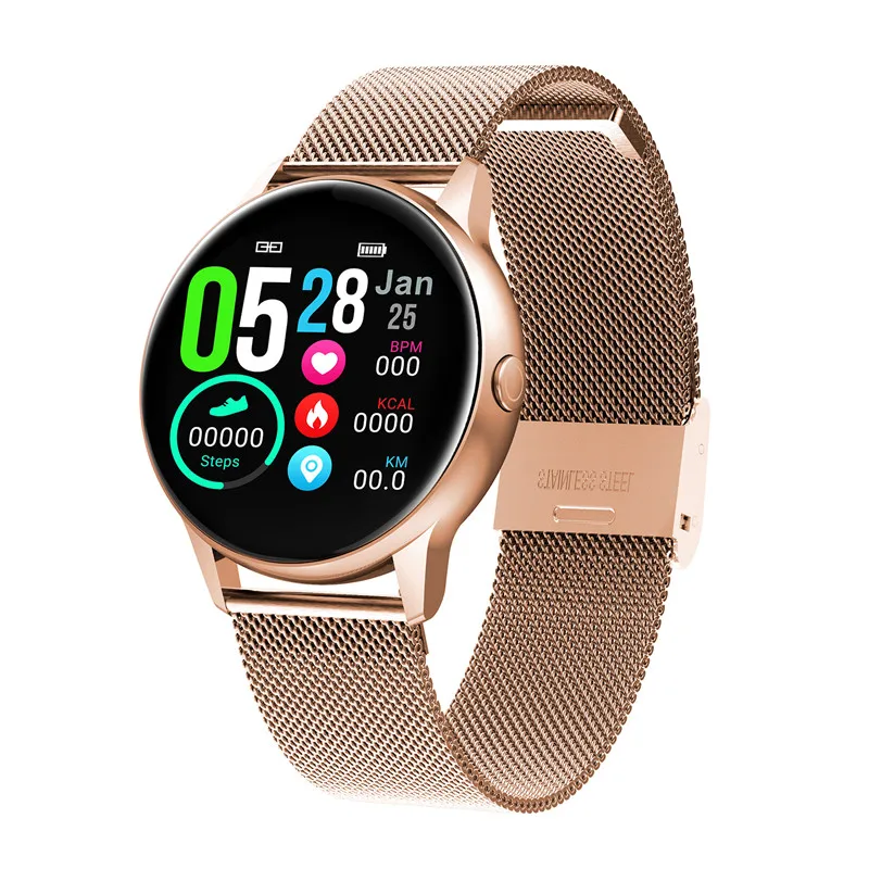 DT88 Смарт часы круглый сенсорный экран Smartwatch IP68 Водонепроницаемый сердечный ритм умный фитнес трекер спортивные часы VS Q8 Q9 - Цвет: metal pink gold