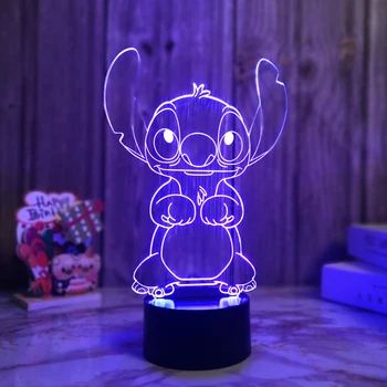 

Stitch 3D Colorful Night Lights LED Table Lamp Remote Control Touch Control Atmosphere Light USB Charging Children's Gift