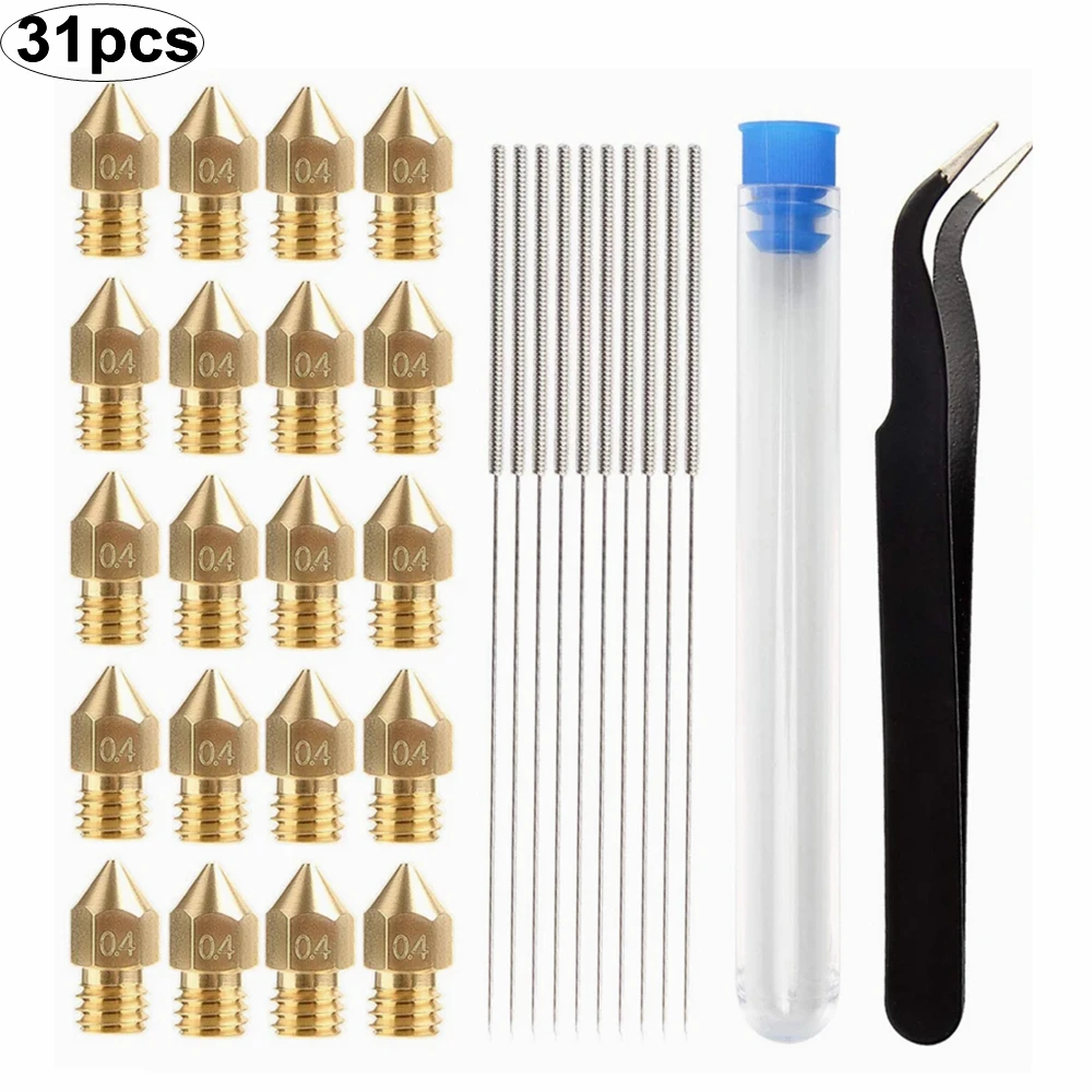 0.4MM MK8 Nozzle + 15 Extruder Nozzles 10 Cleaning Needles 2 Tweezers 1 Transparent Storage Box for Makerbot CR-10 M6 Thread | Компьютеры