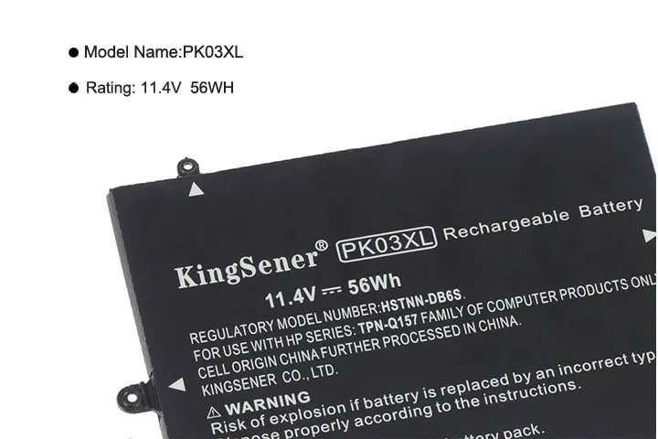 KingSener, новинка, PK03XL, Аккумулятор для ноутбука hp Spectre Pro X360 Spectre 13 HSTNN-DB6S, 6789116-005, 11,4 в, 56WH,, 2 года