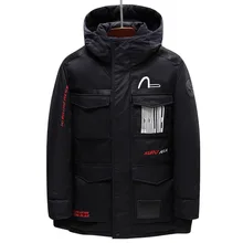 Красивая зимняя мужская куртка-пуховик с капюшоном на белом утином пуху, модная повседневная утепленная парка и пальто, брендовая мужская одежда