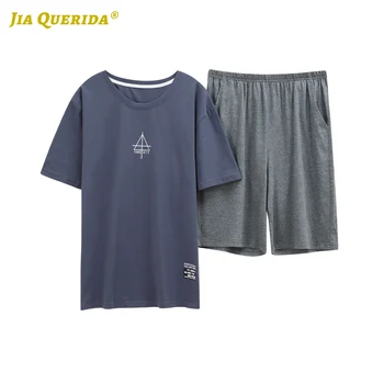 

Soft New Man Crew Neck Summer Pajamas Set Casual Style Pyjamas Man Short Sleeve Short Pants Fashion Style Crew Neck Man Pajamas