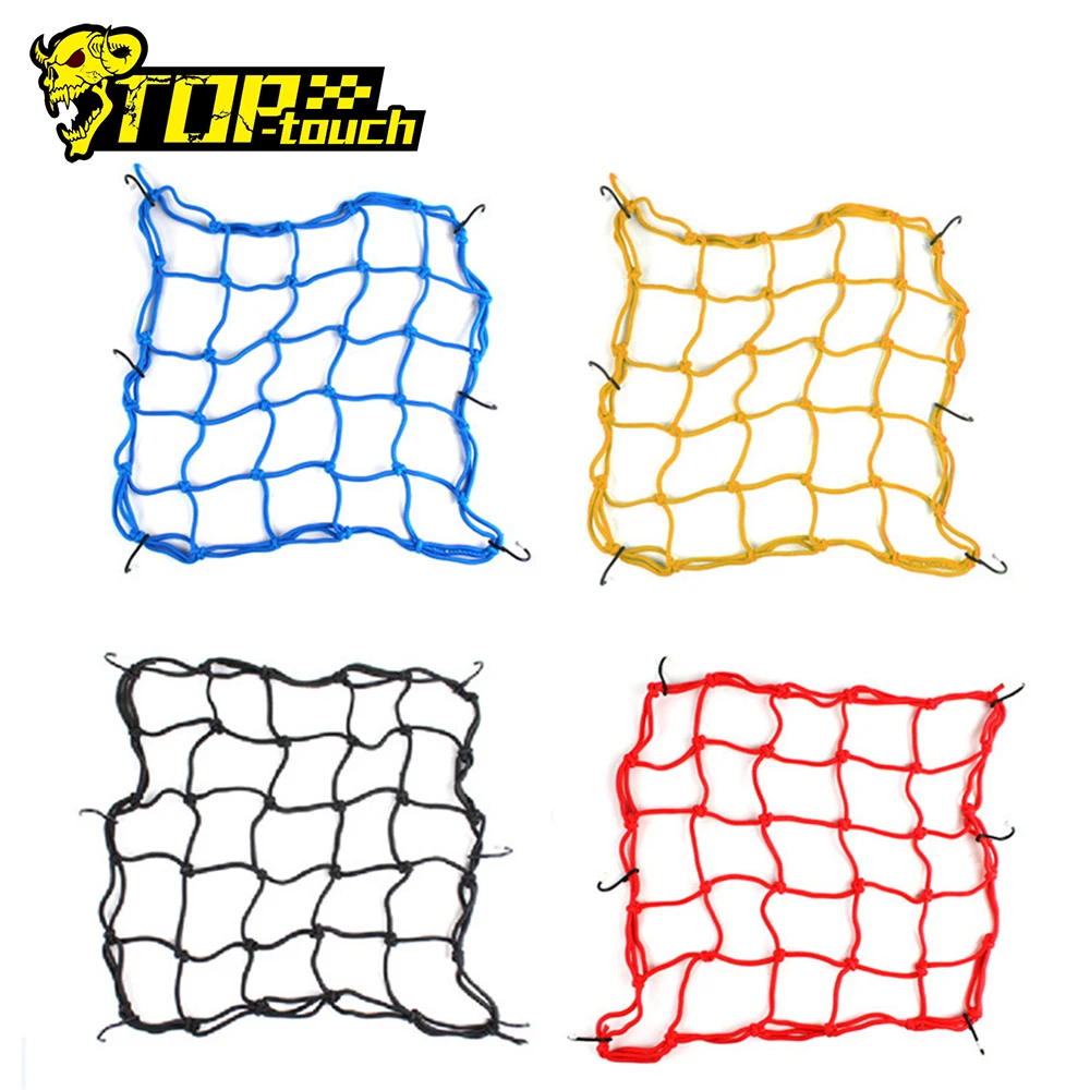 

Motorcycle Helmet Holder Elastic 6 Hooks Hold Down 40 X 40cm Mesh Net Bag Motorbike Luggage Net Cargo Bungee Rope Accessories