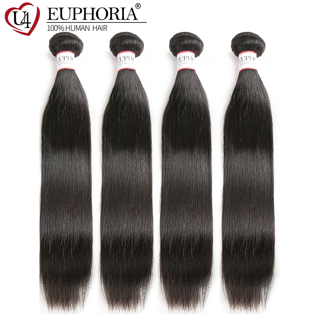 Euphoria прямые волосы Комплект s перуанские человеческие волосы Комплект s натуральный Цвет 100% человеческих волос Салон Комплект Инструменты