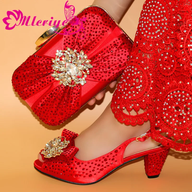 

Matching Shoes and Bag Set In Heels red Color Italian Shoes with Matching Bags High Quality African Shoe and Bag Set for Party