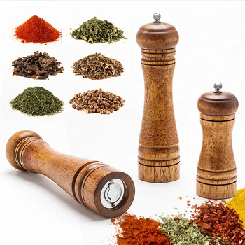 

Wood Salt and Pepper Grinders Classical Oak Wood Pepper Spice Mill Grinder Set Manual Seasoning Mills Grinder Kitchen Tool