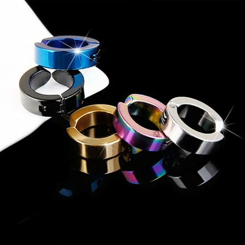1pc Mens Punk Magnetic Vintage Titanium Stainless Steel Non-Piercing Clip On Ear Stud Cuff Hoop Earrings Gift | Украшения и
