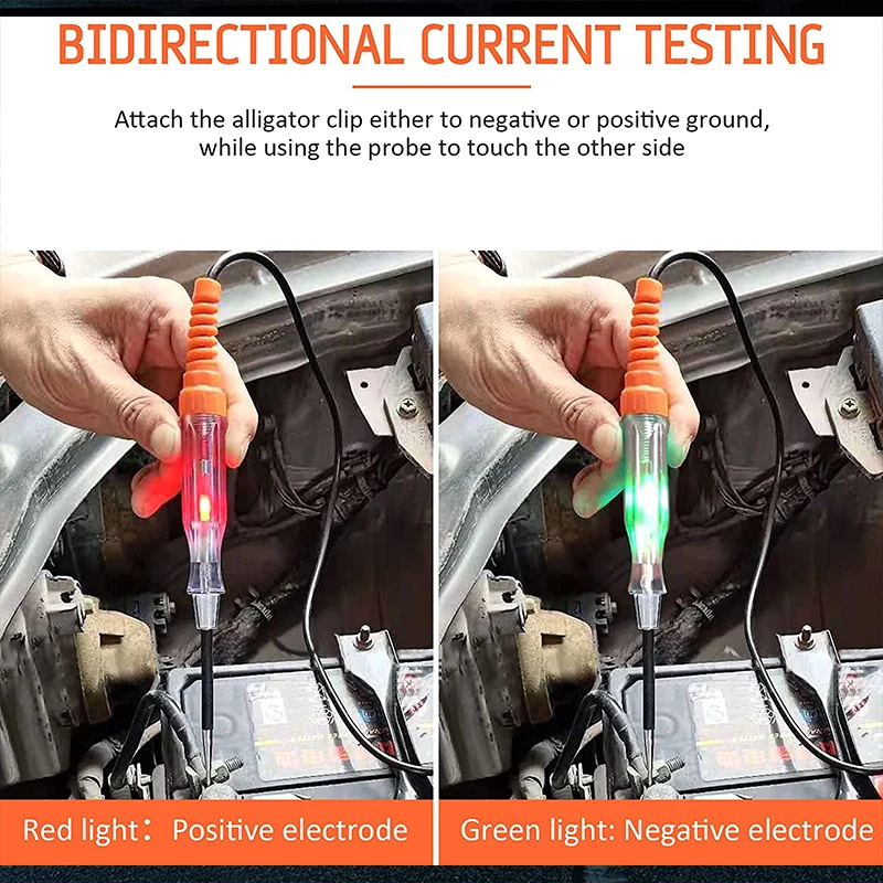 6V 12V 24V DC Car Truck Voltage Circuit Tester Car Light Circuit Tester Lamp Voltage Test Pen Probe Light System Test Auto Maint